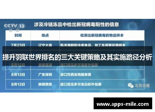 提升羽联世界排名的三大关键策略及其实施路径分析