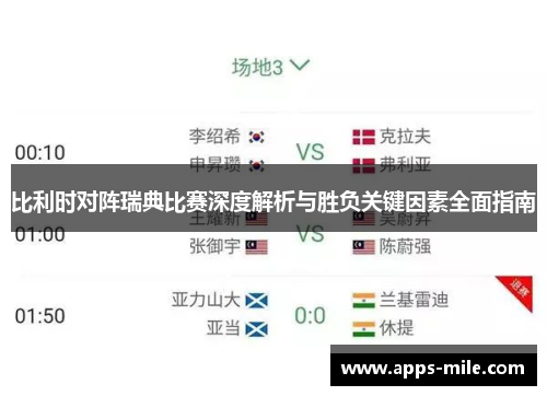 比利时对阵瑞典比赛深度解析与胜负关键因素全面指南